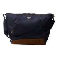 PRADA Re-Nylon Recycled Polyamide Shoulder Bag Men's Blue & Coffee