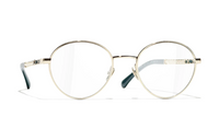 CHANEL Metal Glass Oval Eyeglass Frames Unisex Green