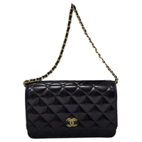 CHANEL Leather Shoulder Bag, Crossbody Bag Women's Black