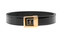 SAINT LAURENT Logo plaque Leather Belt