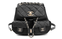 CHANEL Grained Embossed Cow Leather Backpack Small Size Women's Black