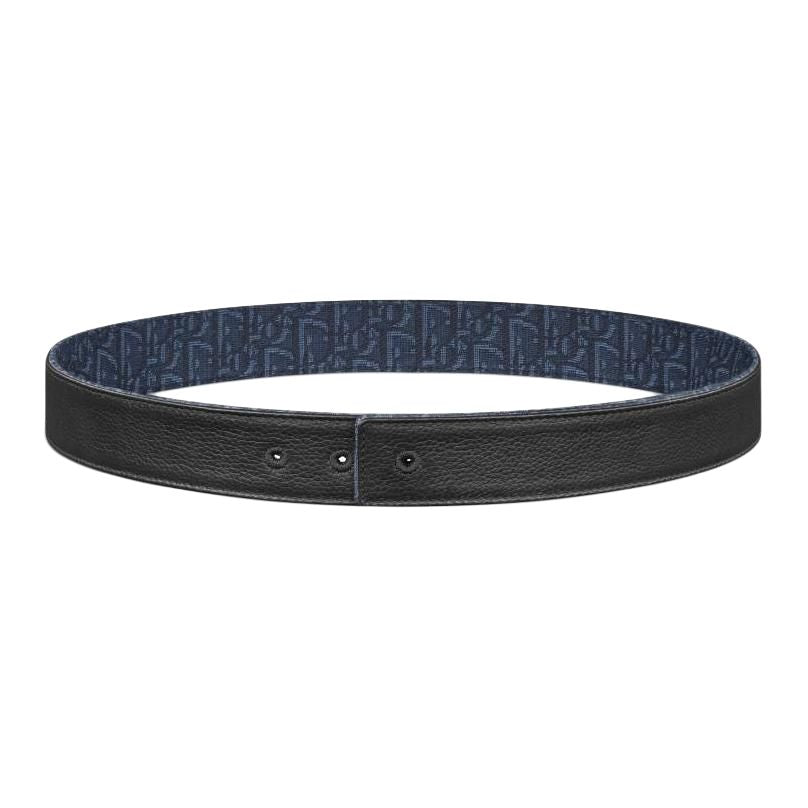 DIOR Calfskin Leather Belts Men's Blue Width 3.5CM