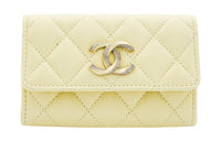 CHANEL Calfskin Wallet, Card Holder Women's Light Yellow