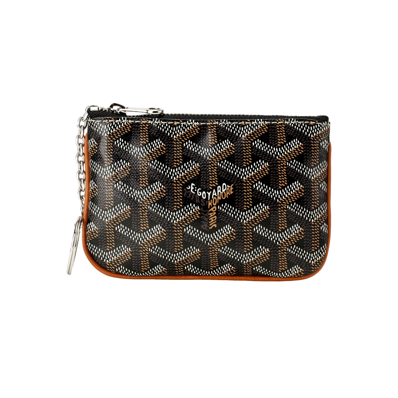 GOYARD Canvas With Calfskin Key Pouch Nano Unisex Black & Brown