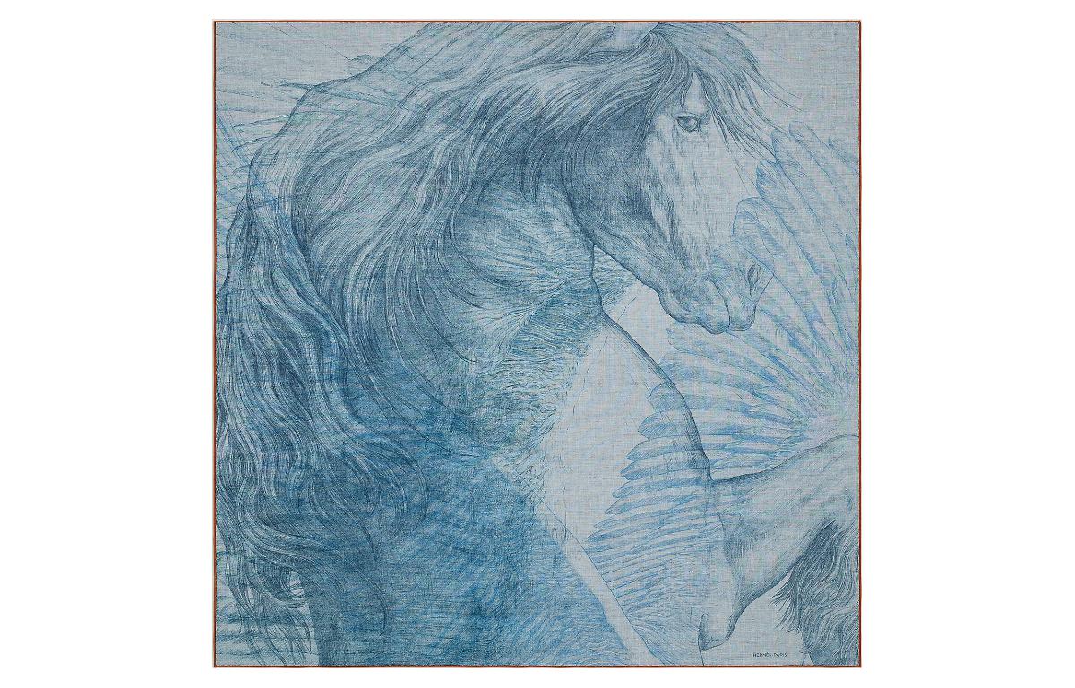 HERMES Silk Scarves Unisex Blue