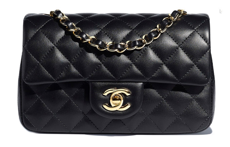 CHANEL Classic Flap CF Sheepskin Mouth Cover Bag Crossbody Bag Mini Women's Black