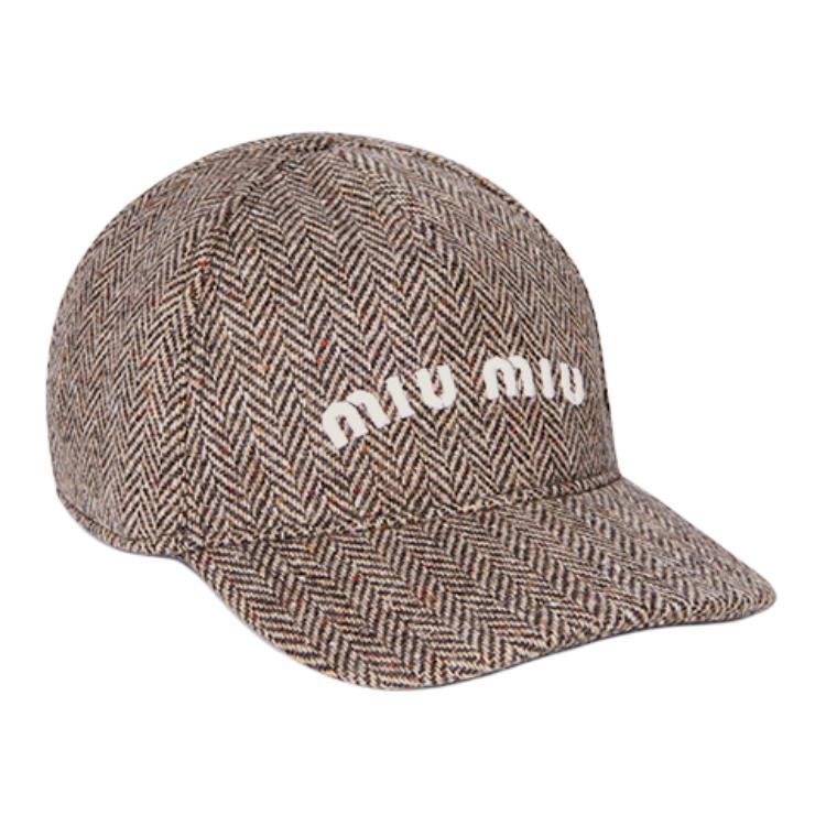 MIU MIU Wool Baseball Caps Women's Cocoa Brown