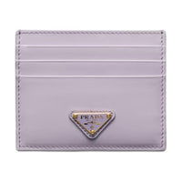 PRADA Leather Card Holder Women's Wisteria Purple