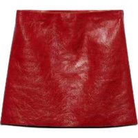 PRADA Leather Short Skirts Women's Red