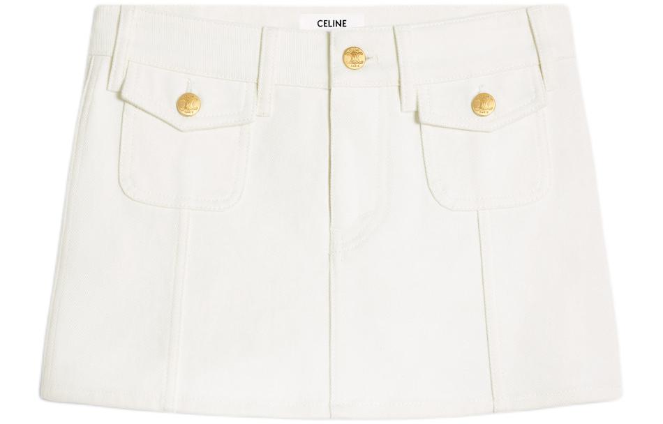 CELINE SS24 Denim Short Skirts Women's White