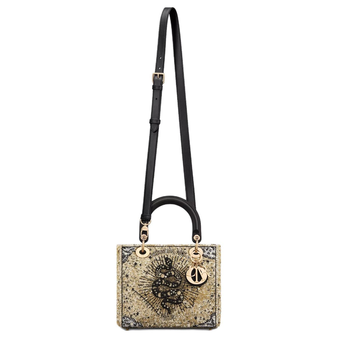 DIOR Lady Dior Technology Fabric Tote Bag, Shopping Bag, Shoulder Bag, Handbag Medium Size Women's Light Gold
