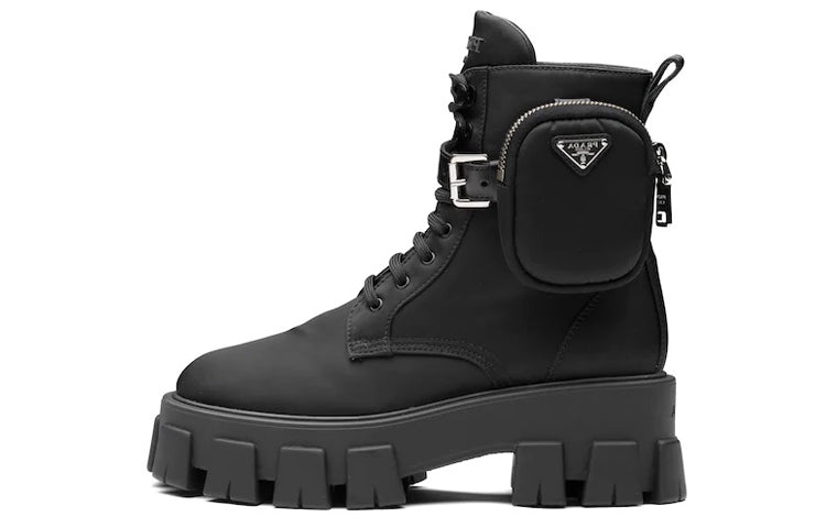 PRADA Women's Monolith Pouch Lace-Up Boot 'Black'