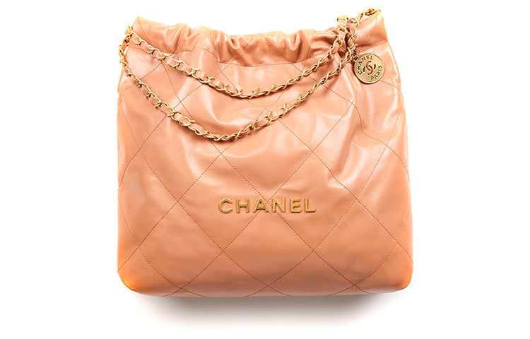 CHANEL 22Bag Shiny Calfskin Tote Bag, Shopping Bag, Shoulder Bag Women's Brown