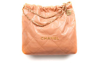 CHANEL 22Bag Shiny Calfskin Tote Bag, Shopping Bag, Shoulder Bag Women's Brown