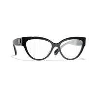 CHANEL Acetate Cat Eye Eyeglass Frames Women's Black