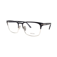 PRADA Alloy Rectangular Eyeglass Frames Men's Black Silver