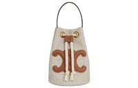 CELINE Fabric With Cow Leather Handbag Regular Women's Beige