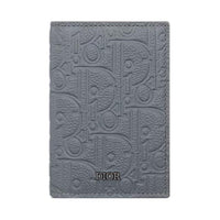 DIOR Calfskin Card Holder Men's Dark Gray