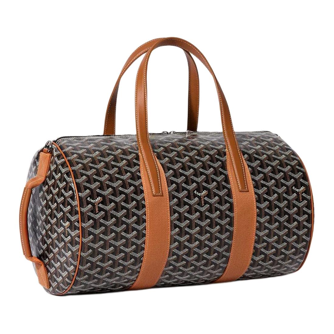 GOYARD Canvas With Calfskin Sports Travel Bag Unisex Black & Tan