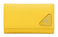 PRADA Saffiano Leather Key Pouch Men's Yellow