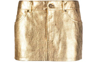 SAINT LAURENT Leather Short Skirts Women's Gold