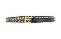PRADA Two-Tone Patchwork Pin Buckle Leather Belts Women's Black
