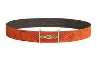 HERMES Double-Sided Smooth Buckle Belt Men's Orange/Brown Width: 3.8CM