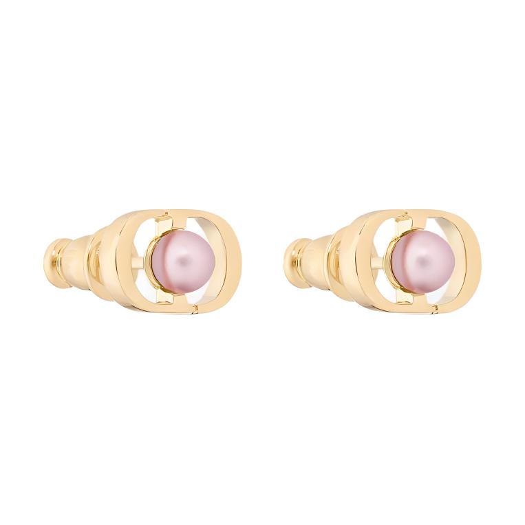 DIOR Metal Stud Earrings Women's Gold
