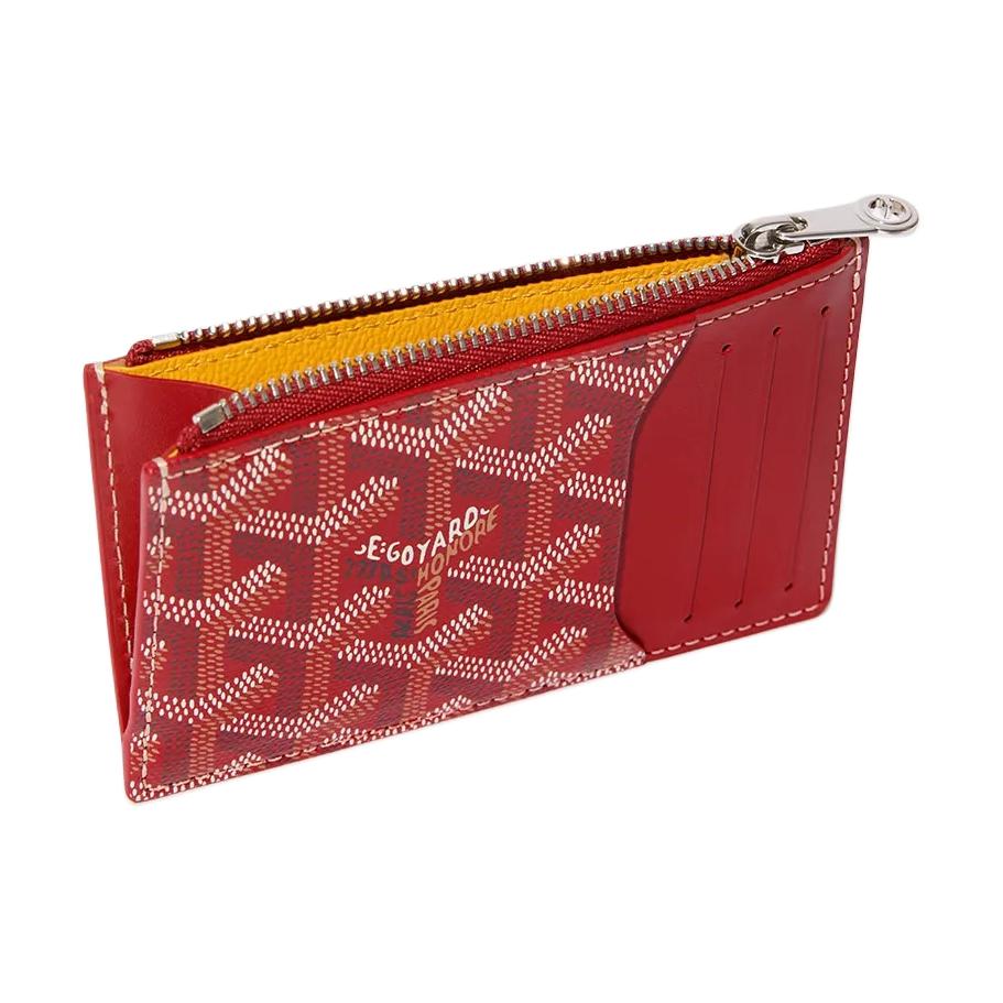 GOYARD Canvas With Calfskin Card Holder Women's Red