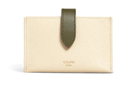 CELINE Cow Leather Card Holder Women's Linen/Dark Olive