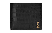 SAINT LAURENT Cow Leather Coin Pocket Wallet Men's Black