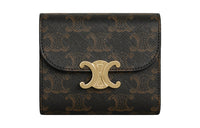 CELINE Triomphe Arc De Triomphe Canvas Wallet Small Size Women's Tawny