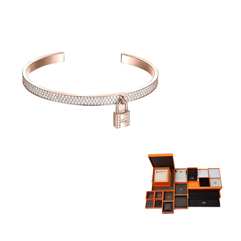HERMES 18K Rose Gold Bangles Unisex Rose Gold