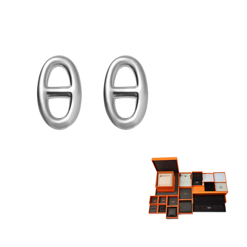 HERMES 925 Sterling Silver Stud Earrings Women's