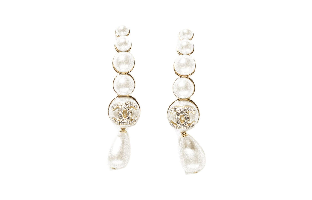 CHANEL Earrings Women's Gold, White