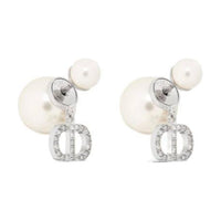 DIOR Resin Bead Earrings Women's White