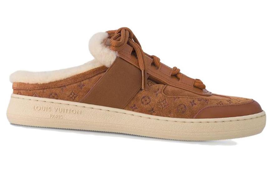 LOUIS VUITTON Lous Abrasion-Resistant Wrap-toe Slippers Women's Tan