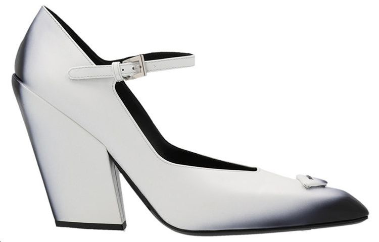 PRADA Brushed Leather Pumps 'White Black Ombre' Women's