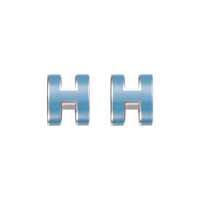HERMES Palladium-Plated Stud Earrings Unisex Silver