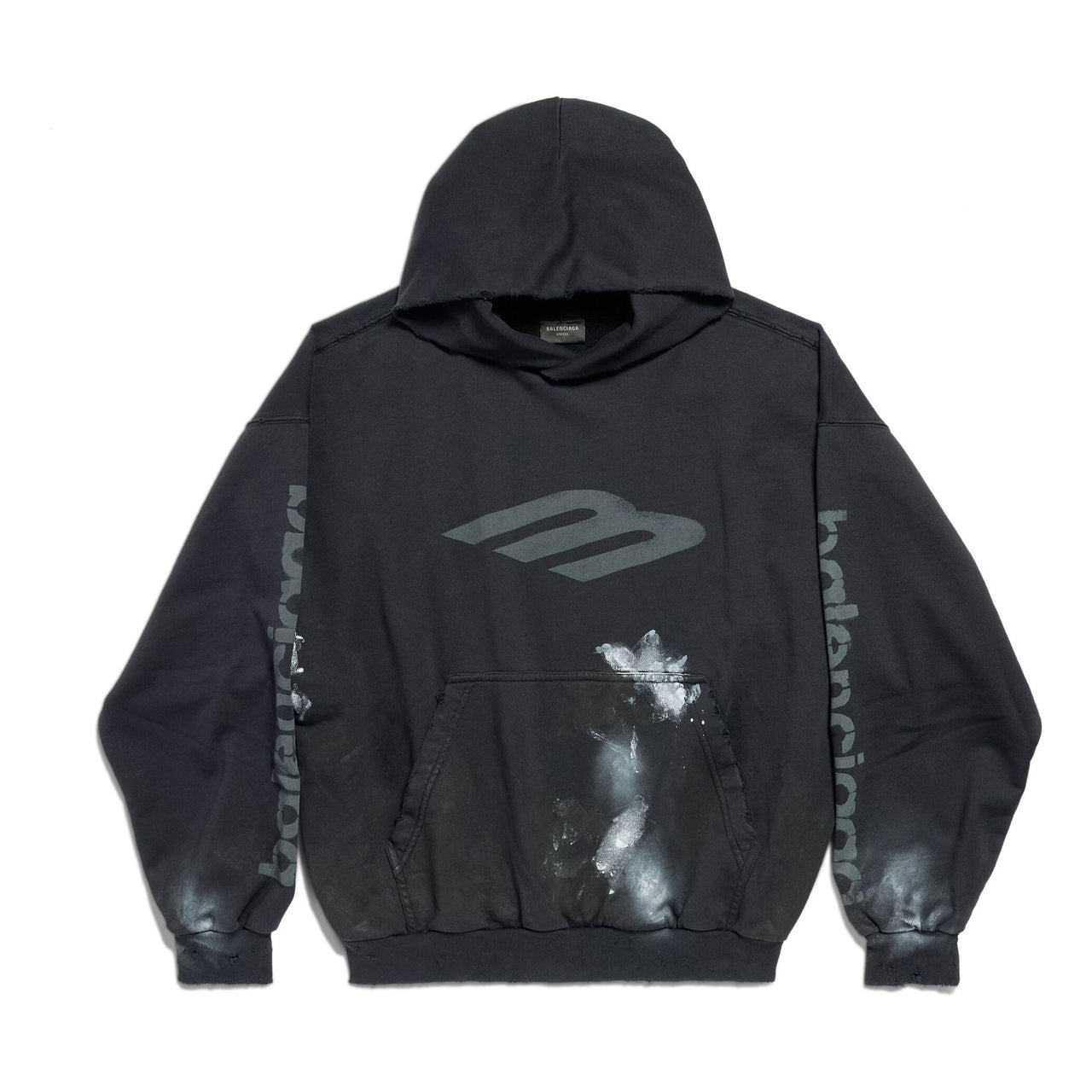 (WMNS) Balenciaga 3B Stencil Hoodie Medium Fit 'Black' 767877TQVT71083