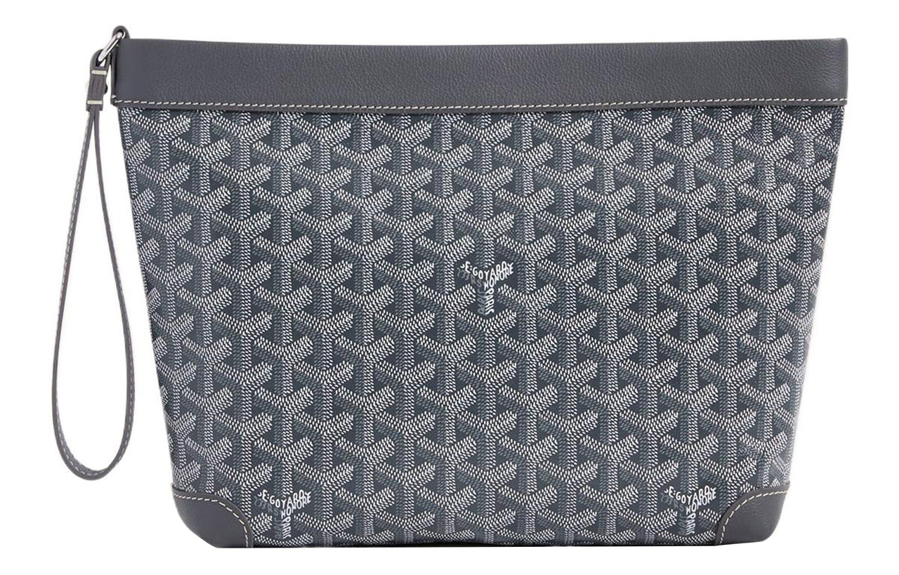 GOYARD Canvas With Calfskin Dog's Teeth Toiletry Bags Storage Bags Clutches Unisex Gray