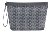 GOYARD Canvas With Calfskin Dog's Teeth Toiletry Bags Storage Bags Clutches Unisex Gray