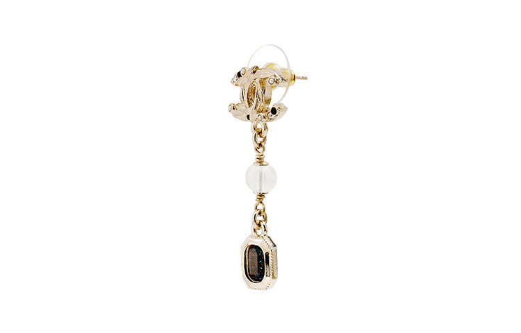 CHANEL Metal Earrings Women's Gold/Black