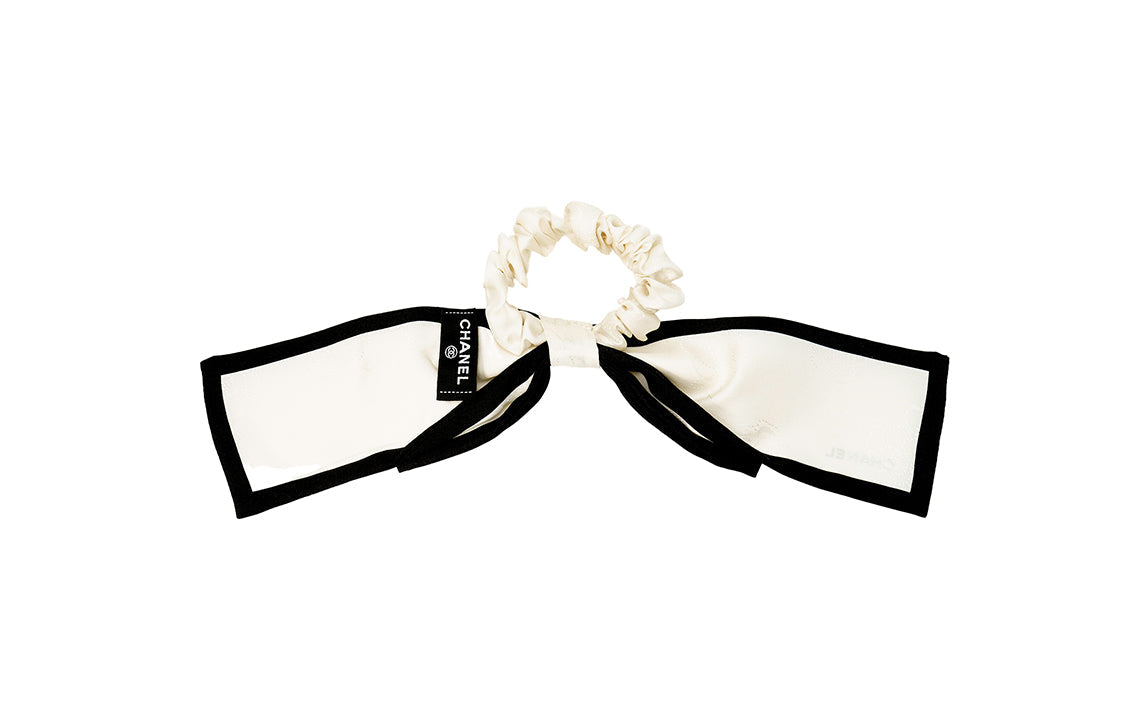 CHANEL Hair Ties Women's Ivory White/Black