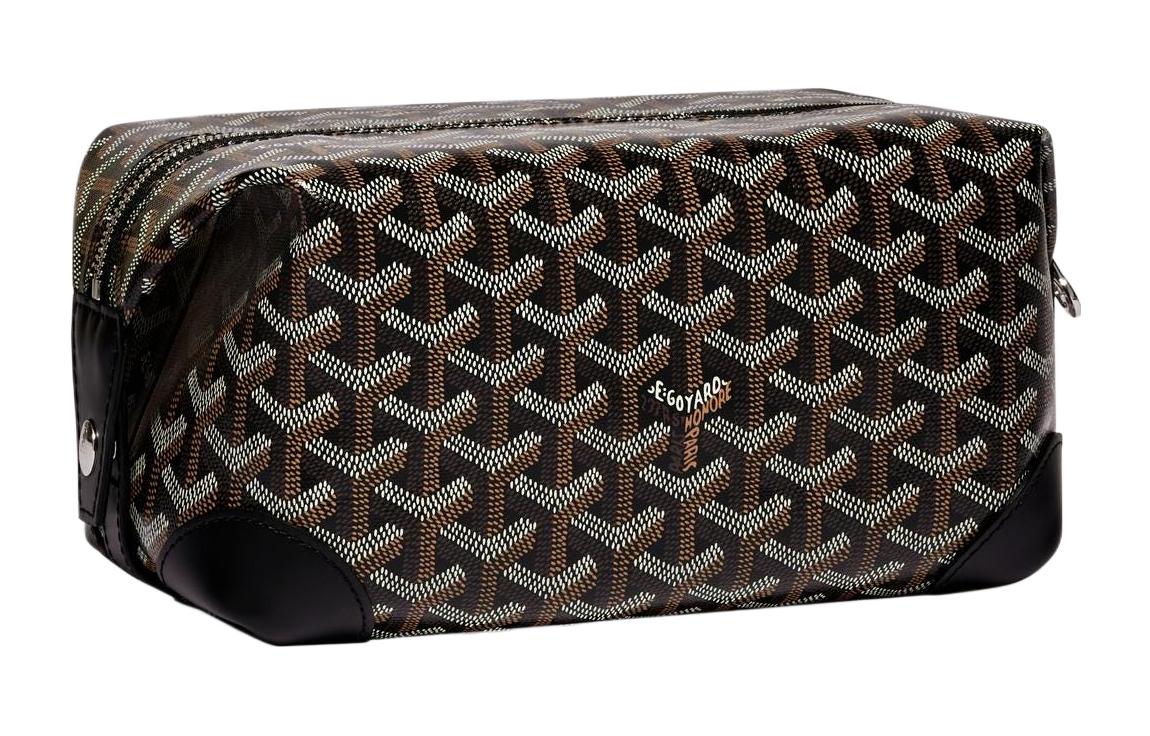GOYARD Canvas With Heifer Skin Travel Bag Toiletry Bag Regular Unisex Black