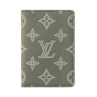 LOUIS VUITTON Calfskin Card Holder Men's Olive Green