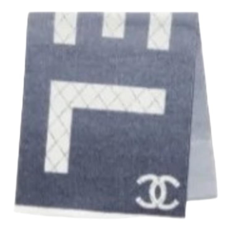 CHANEL - Knit Scarves Unisex Blue