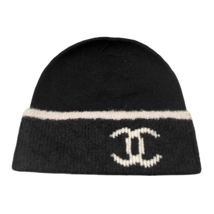 CHANEL Wool Beanies Unisex Black