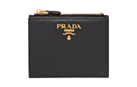 PRADA Leather Wallet Small Size Women's Black