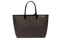 GOYARD Saint Louis Canvas With Calfskin Tote Bag Shopping Bag Handbag Shoulder Bag Small Size Unisex Black